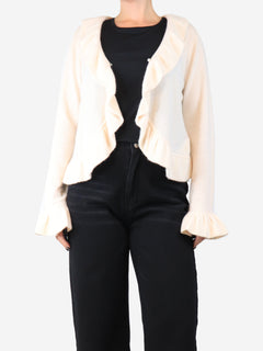 Cream frilly cashmere cardigan - size M Knitwear Shyla NY 