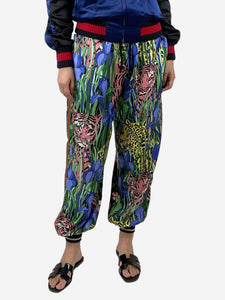 Gucci Multi exotic printed silk trousers - size UK 10