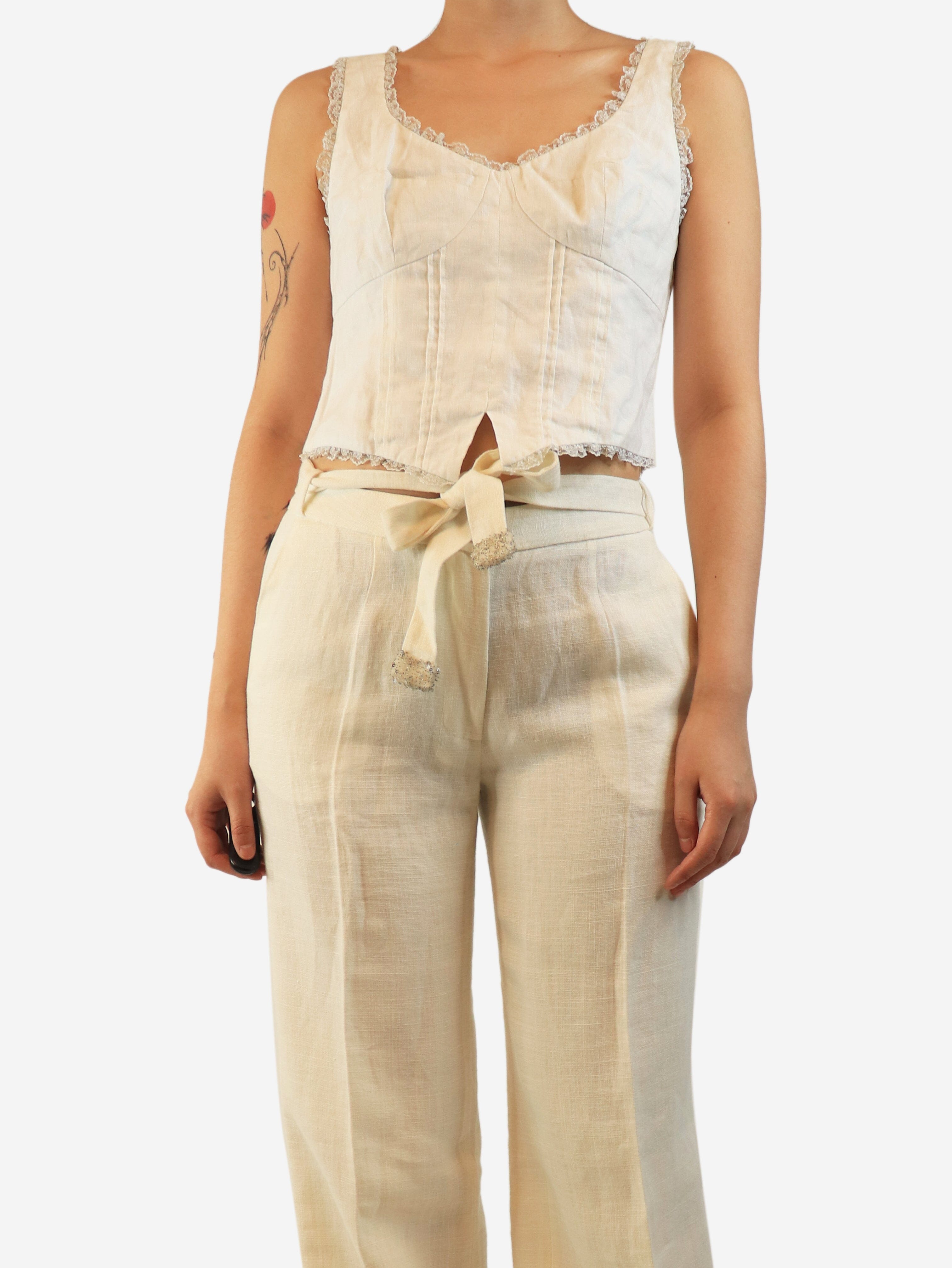 White lace-trim camisole - size UK 10 Tops Reformation 