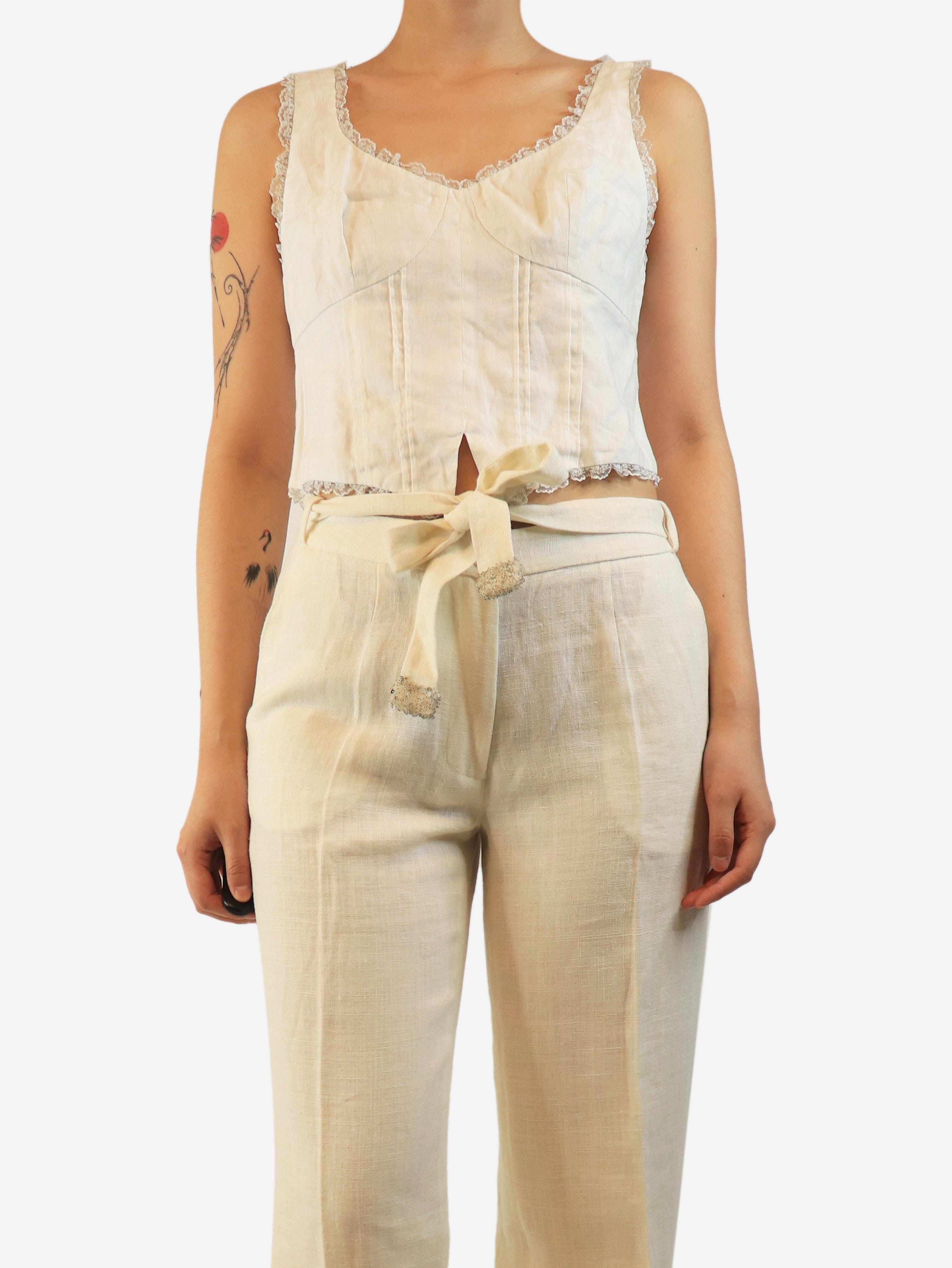 White lace-trim camisole - size UK 10 Tops Reformation 