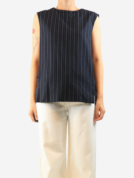 Navy sleeveless striped top - size M product image