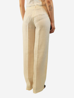 White belted linen trousers - size UK 8 Trousers Lorena Antoniazzi 