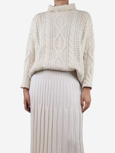 Cream high-neck cable knit jumper - size S Knitwear Eric Bompard 