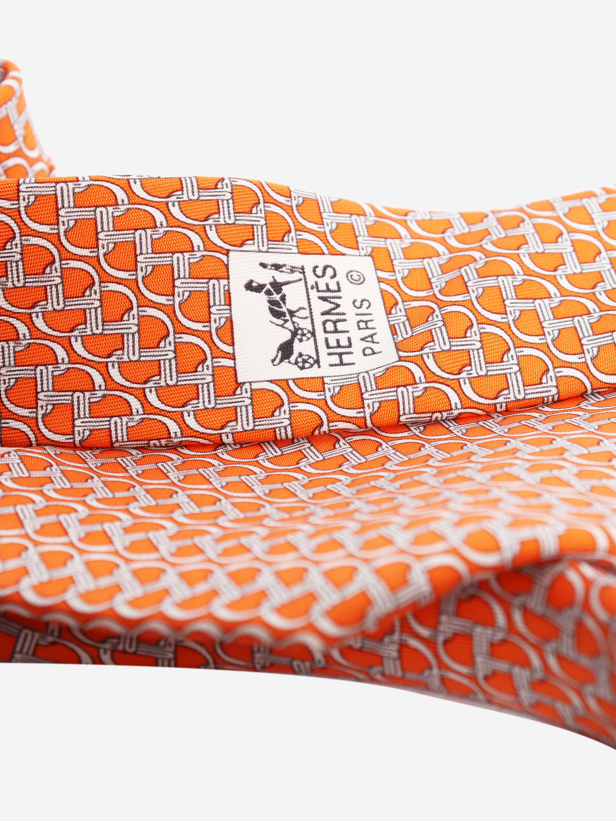 Orange silk printed tie Ties Hermes 