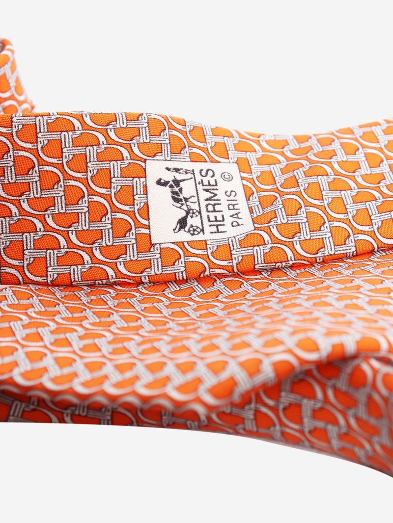 Orange silk printed tie Ties Hermes 