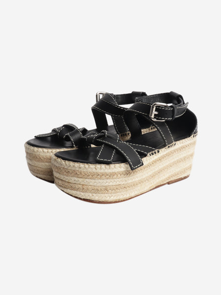 Black leather platform espadrille sandals - size EU 37 alternate image
