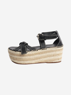 Black leather platform espadrille sandals - size EU 37 Heels Loewe 