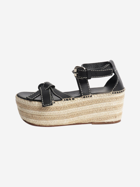 Black leather platform espadrille sandals - size EU 37 product image