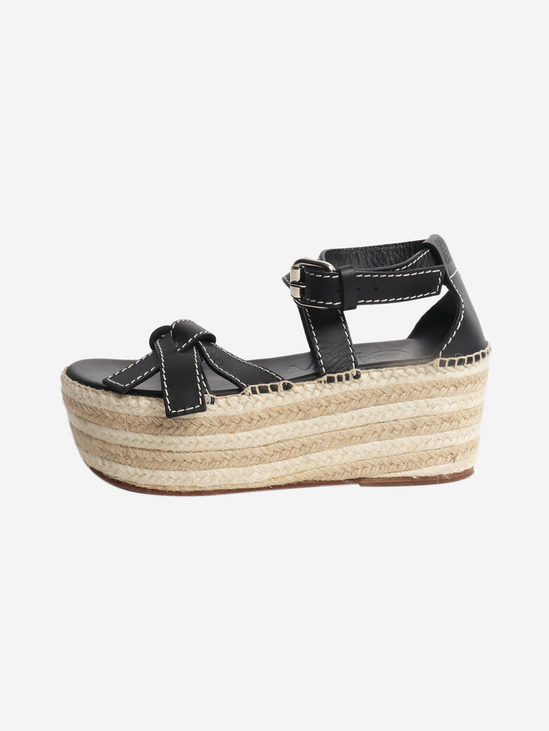 Black leather platform espadrille sandals - size EU 37 Heels Loewe 