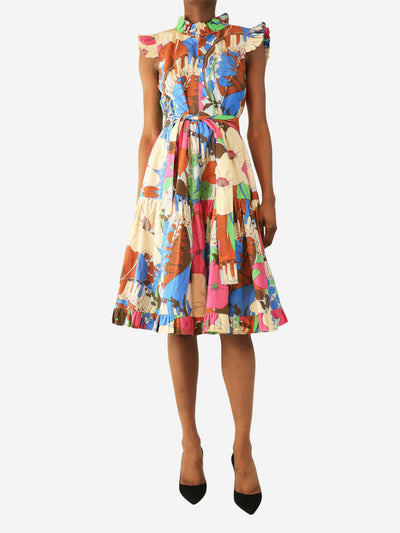 Multicolour belted floral midi dress - size S Dresses La Double J 