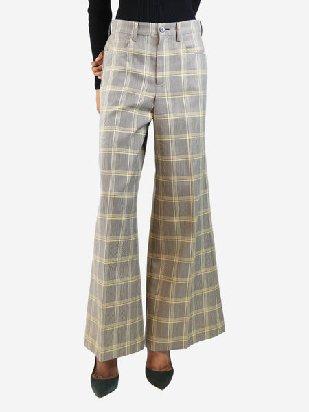 Black and yellow check wool-blend trousers - size UK 6 product image