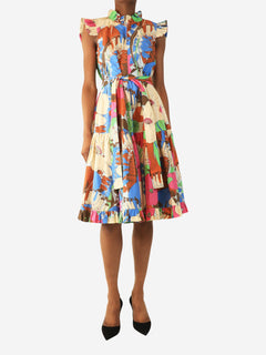 Multicolour belted floral midi dress - size S Dresses La Double J 