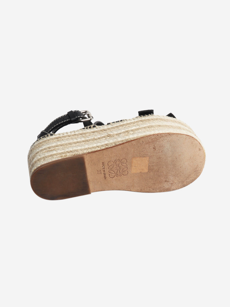 Black leather platform espadrille sandals - size EU 37 Heels Loewe 