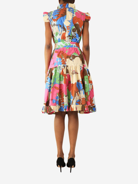Multicolour belted floral midi dress - size S alternate image