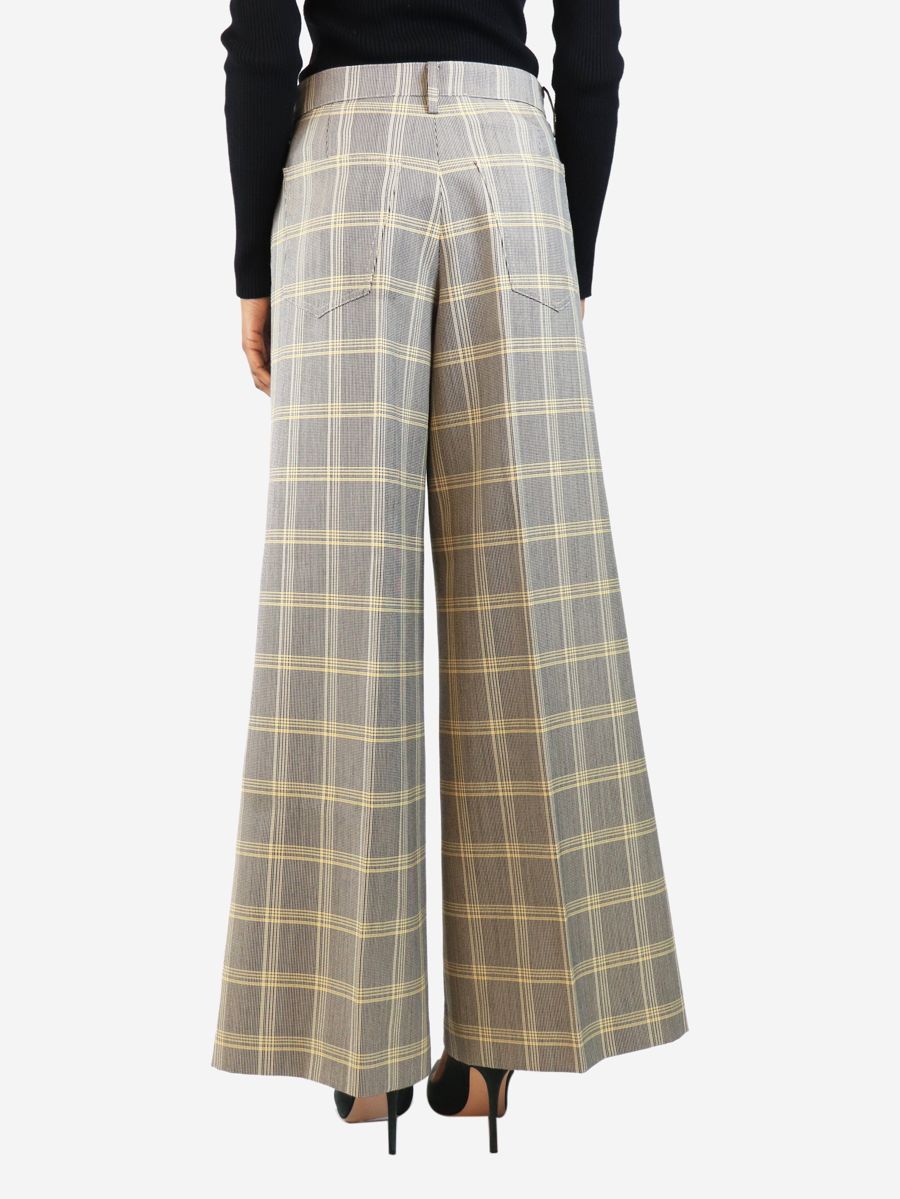 Black and yellow check wool-blend trousers - size UK 6 Trousers Marni 