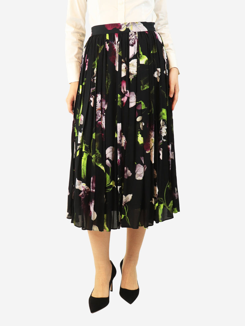 floral pleated midi skirt