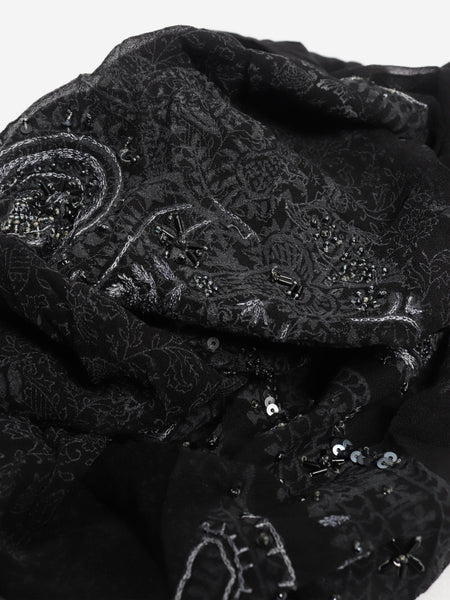 Black beaded silk scarf alternate image