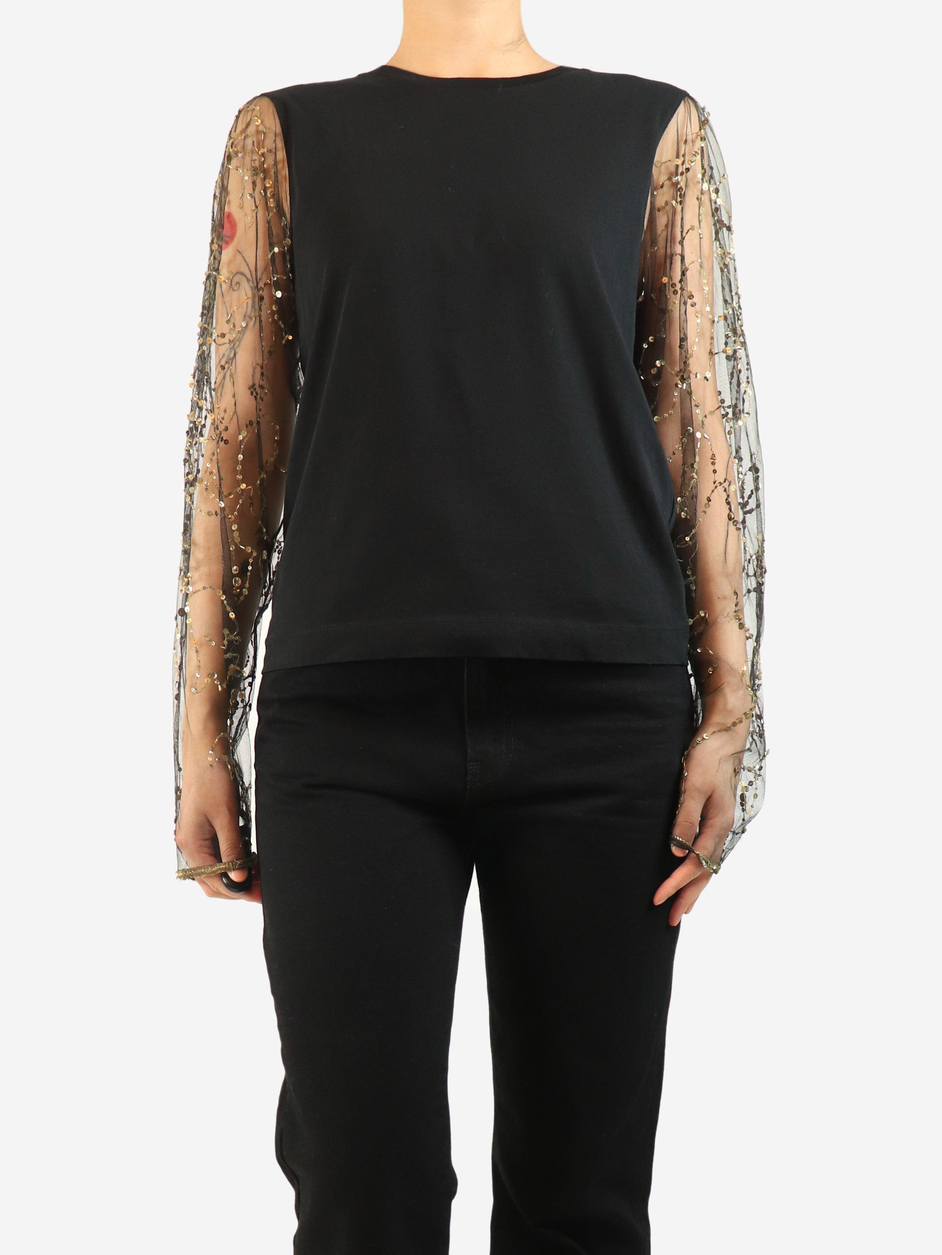 Black sequin long sleeve top - size M Tops Dries Van Noten 
