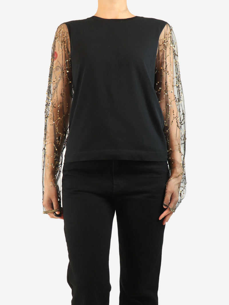 Black sequin long sleeve top - size M Tops Dries Van Noten 