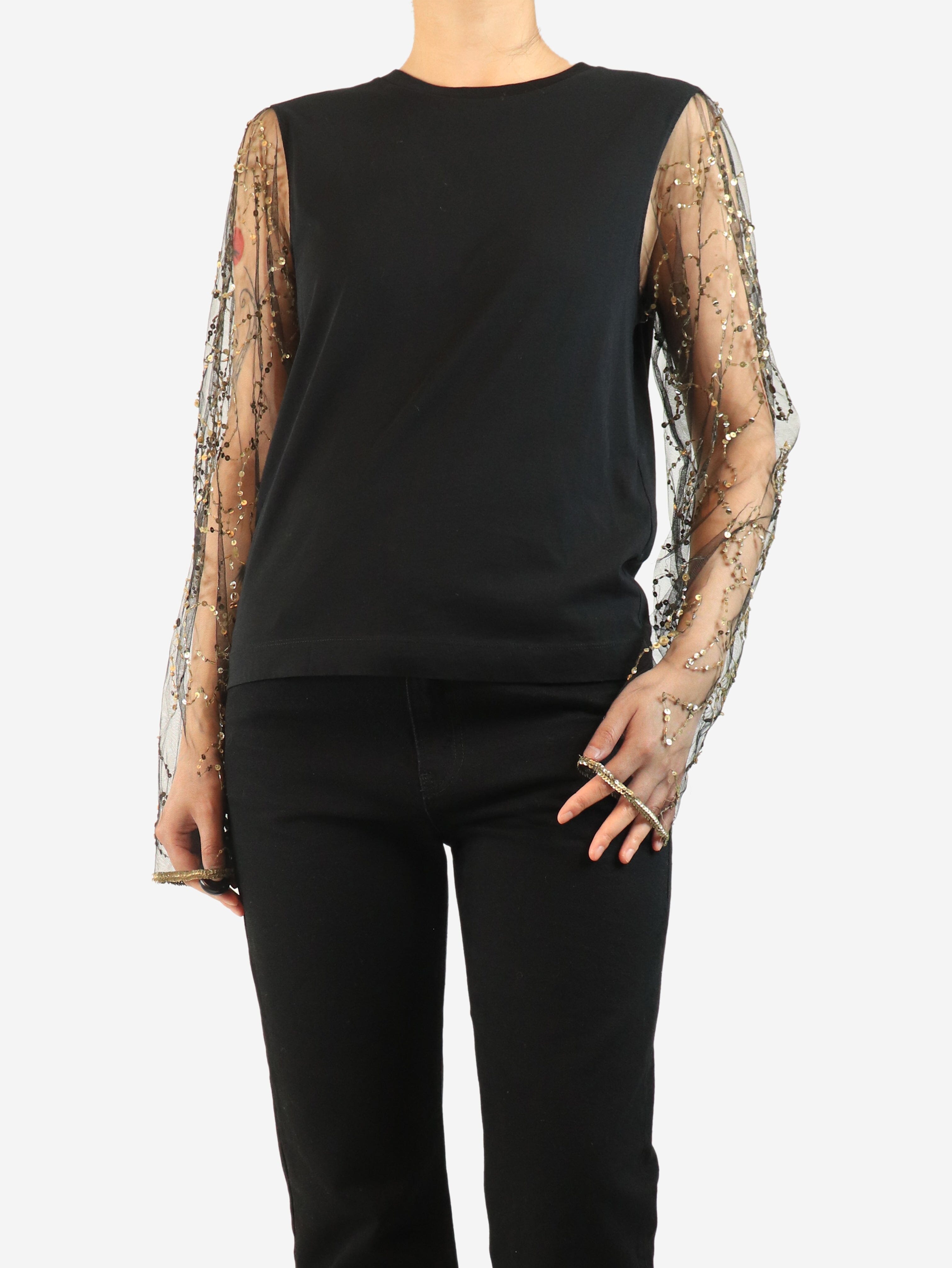 Black sequin long sleeve top - size M Tops Dries Van Noten 