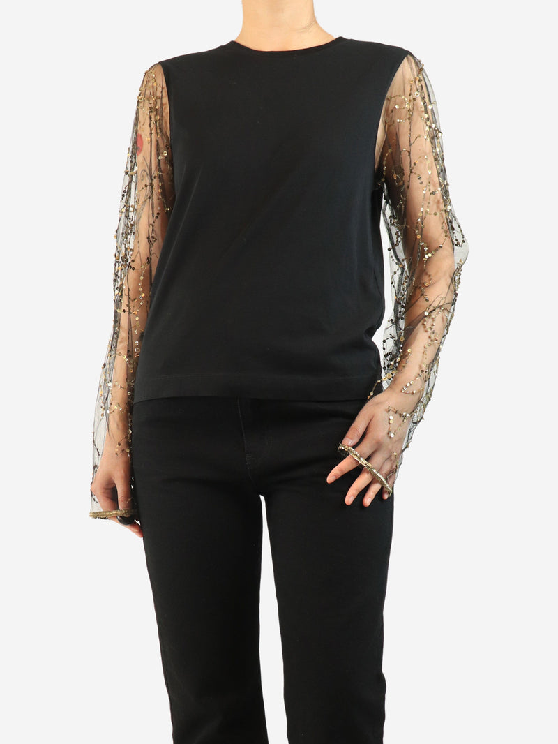 Black sequin long sleeve top - size M Tops Dries Van Noten 