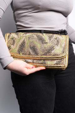 Green and gold floral jacquard clutch Clutch bags Dries Van Noten 