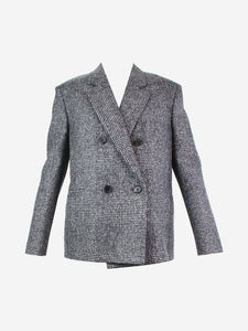 Saint Laurent Saint Laurent Grey check double-breasted coat - size UK 16
