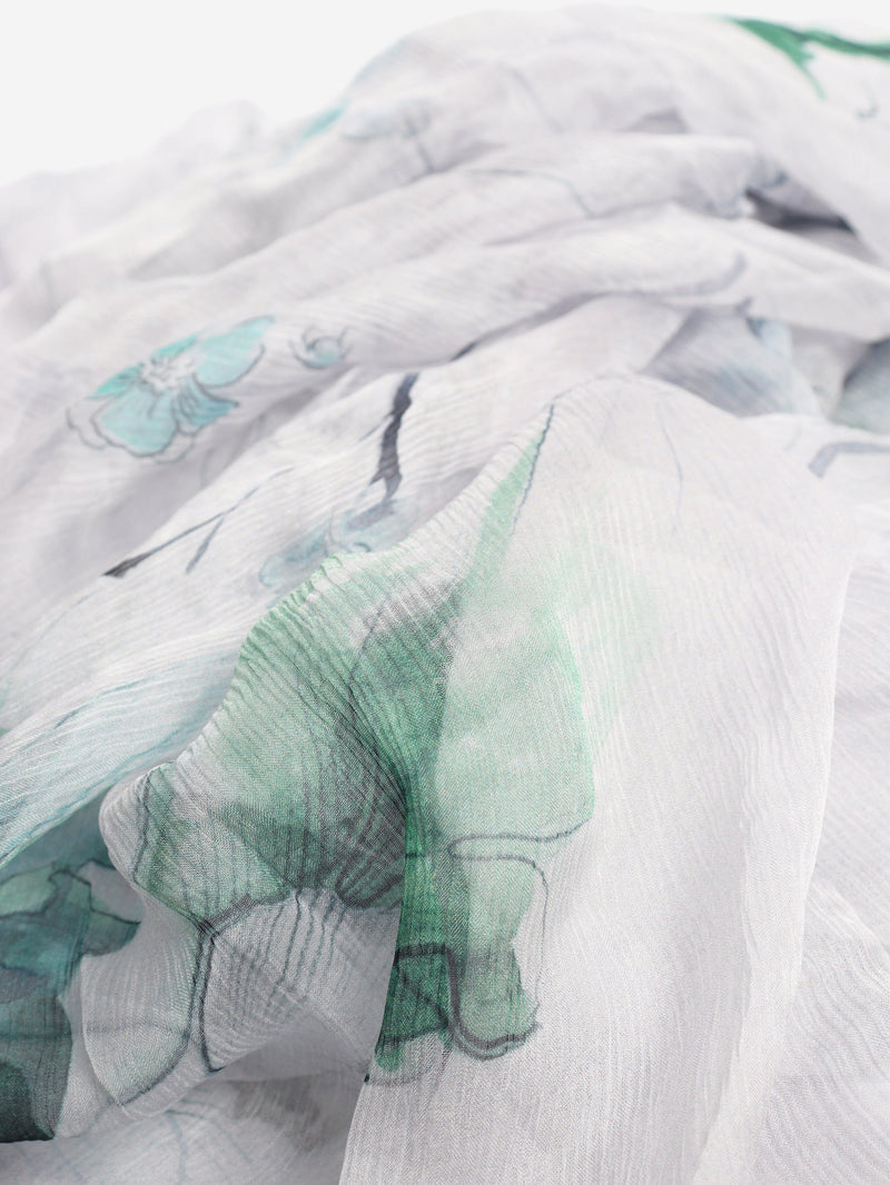 Blue sheer silk floral shawl Scarves Max Mara 