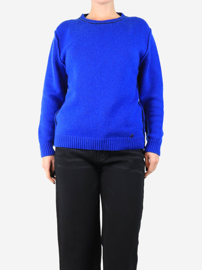 Blue contrast-piped jumper - size UK 12 Knitwear Loro Piana 