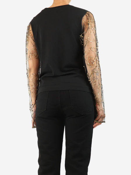 Black sequin long sleeve top - size M alternate image