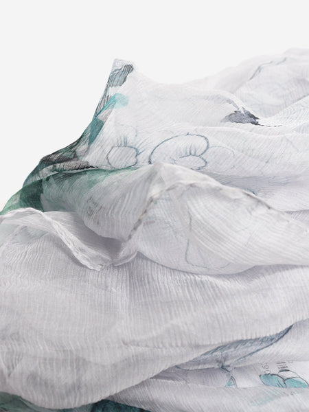 Blue sheer silk floral shawl alternate image