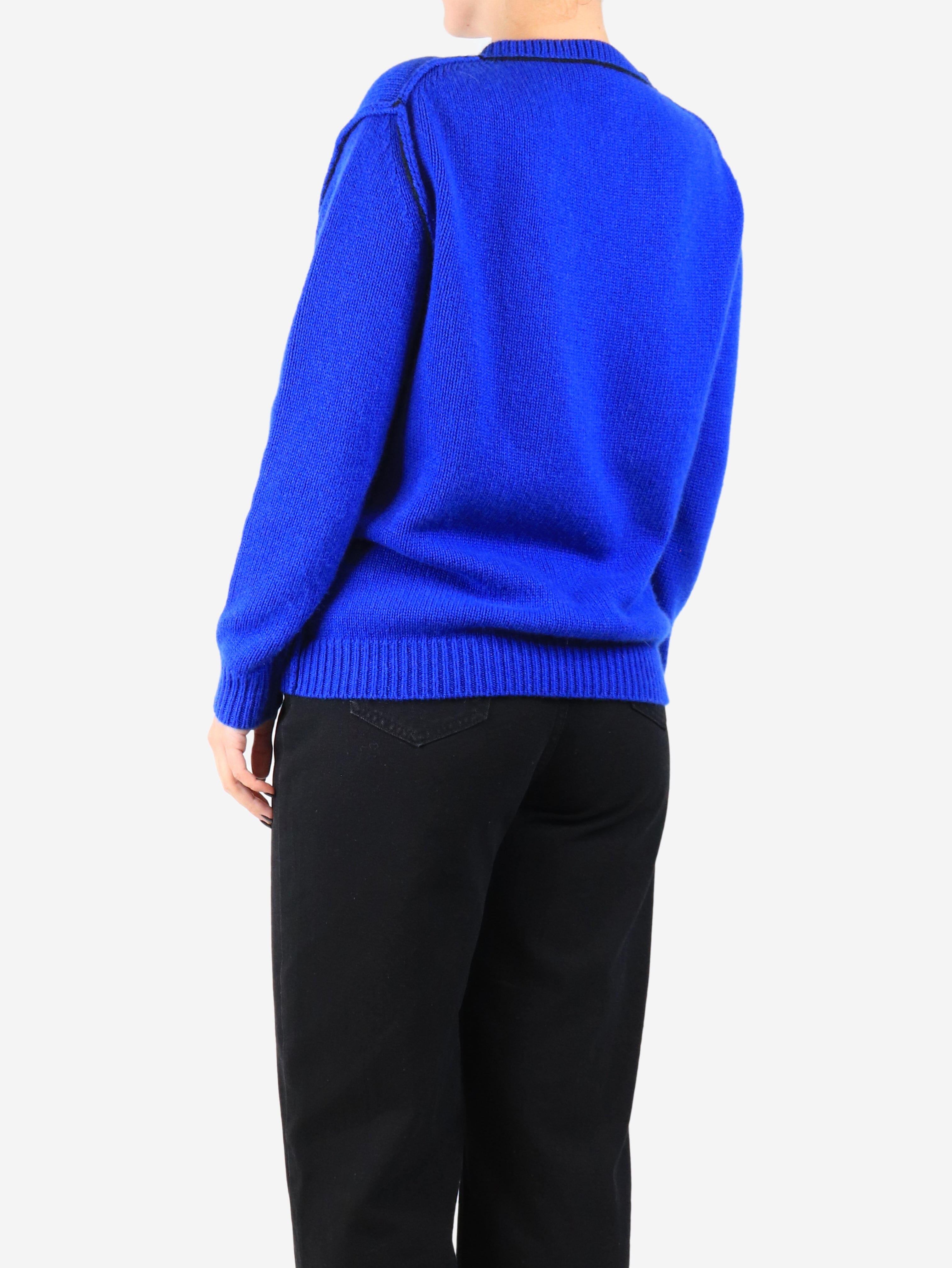 Blue contrast-piped jumper - size UK 12 Knitwear Loro Piana 
