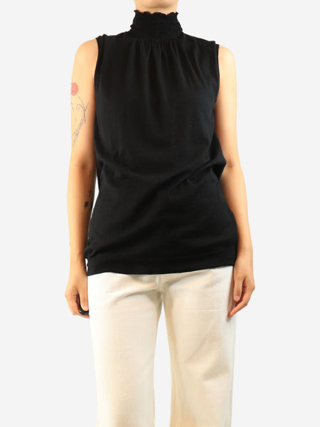 Black high-neck fine-knit top - size UK 12 product image