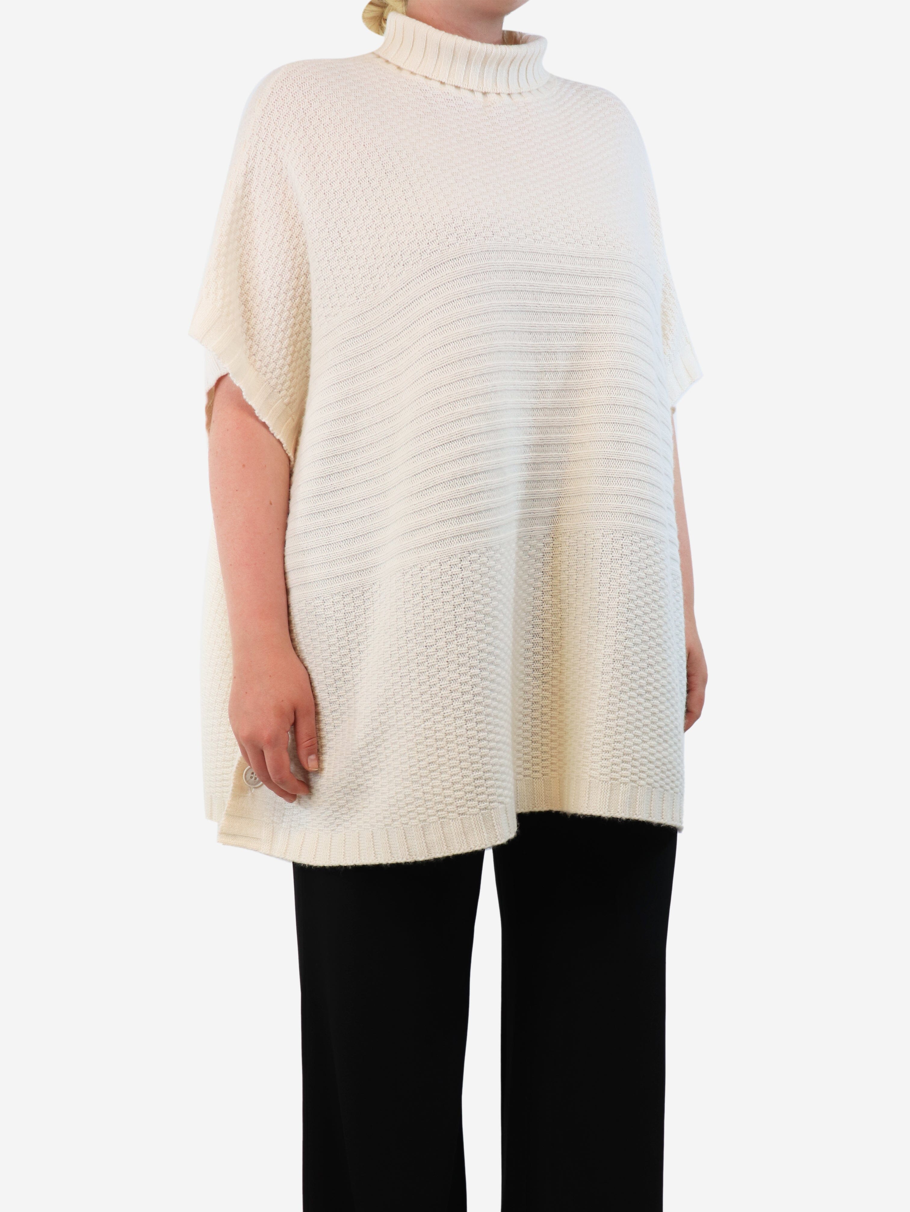 Cream high-neck poncho - One size Knitwear Allude 