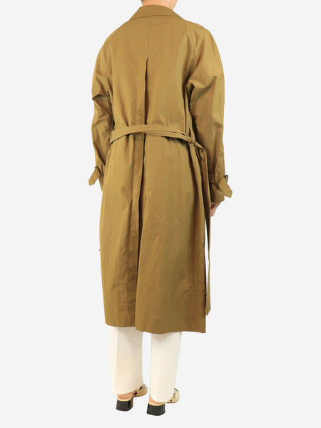 Khaki long trench coat - size UK 12 alternate image