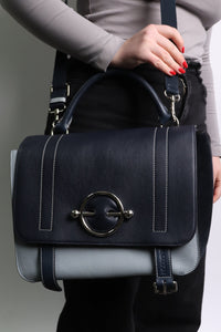 JW Anderson Navy and ice blue Disc satchel bag