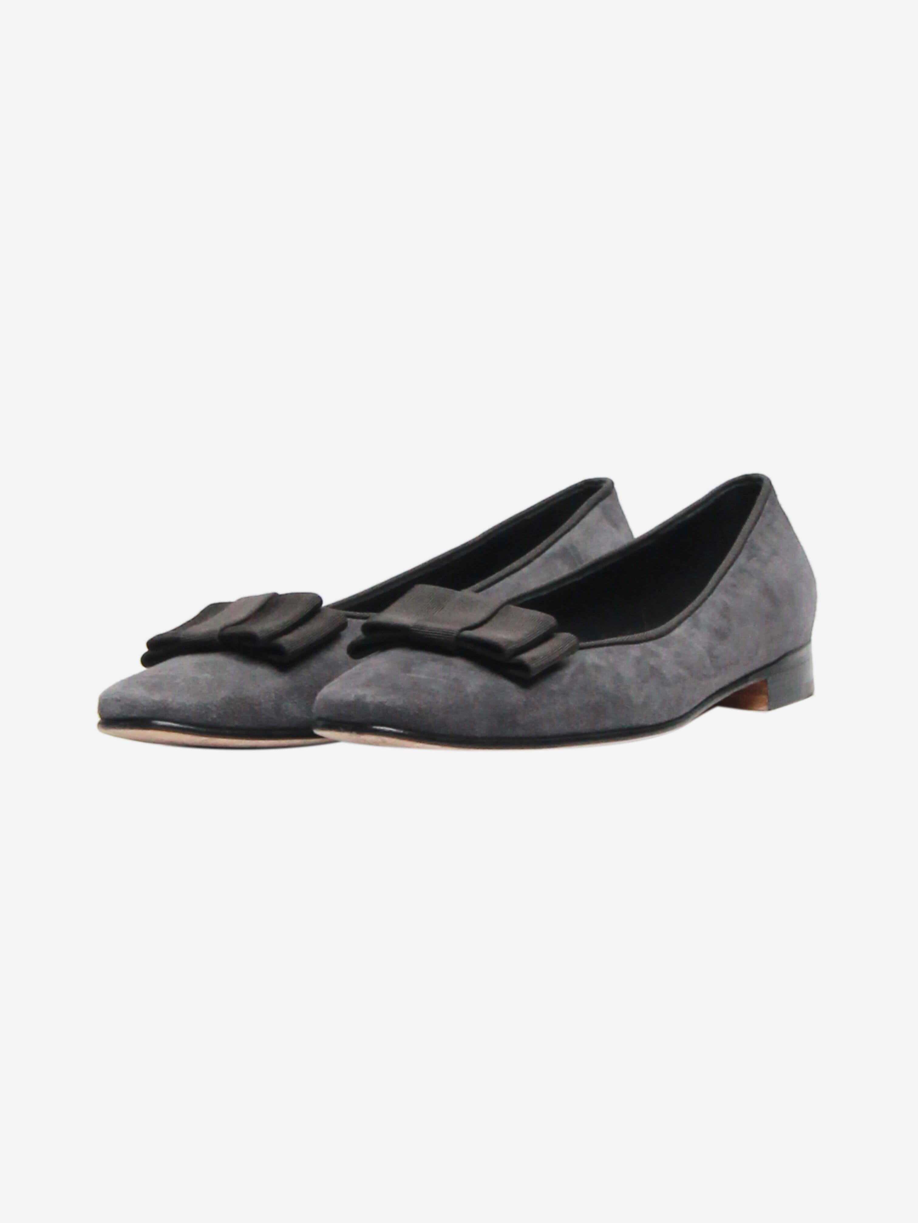 Dark grey suede ballet flats - size EU 36 Flat Shoes Manolo Blahnik 