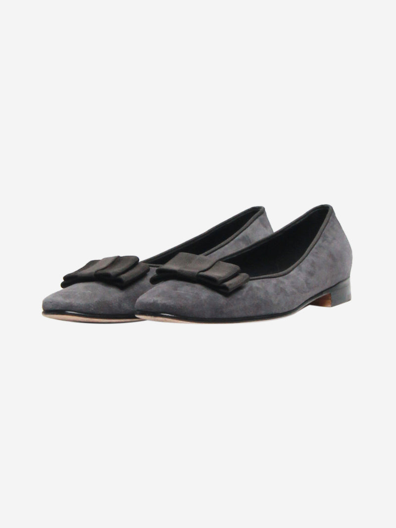Dark grey suede ballet flats - size EU 36 Flat Shoes Manolo Blahnik 