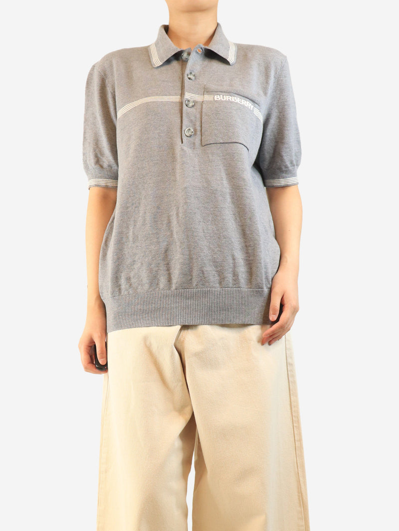 Grey short-sleeved knit polo top - size L Knitwear Burberry 