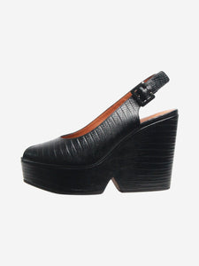 Clergerie Black croc-effect DYLAN wedge - size EU 38.5