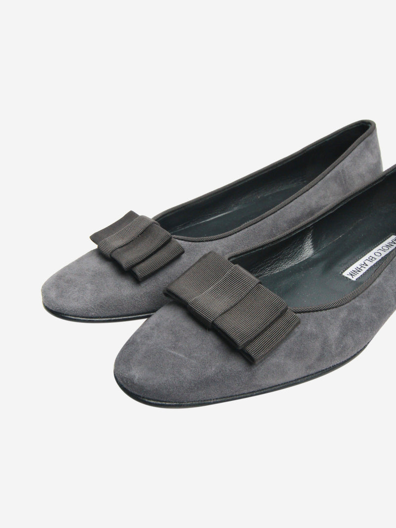 Dark grey suede ballet flats - size EU 36 Flat Shoes Manolo Blahnik 