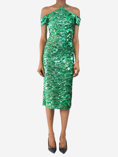 Green green sequin halter-neck midi dress - size UK 6 Dresses Alice + Olivia 