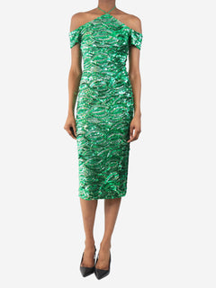 Green green sequin halter-neck midi dress - size UK 6 Dresses Alice + Olivia 