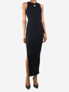 Loewe Black ribbed body-con logo dress - size XS