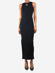 Loewe Black ribbed body-con logo dress - size XS