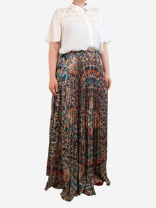 Etro Multicolour pleated maxi skirt - size UK 14