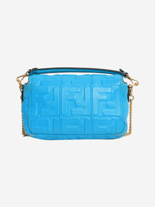 Fendi Blue Mini Baguette in Embossed Leather