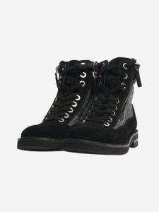 Chanel Black suede high-top ankle boots - size EU 36.5