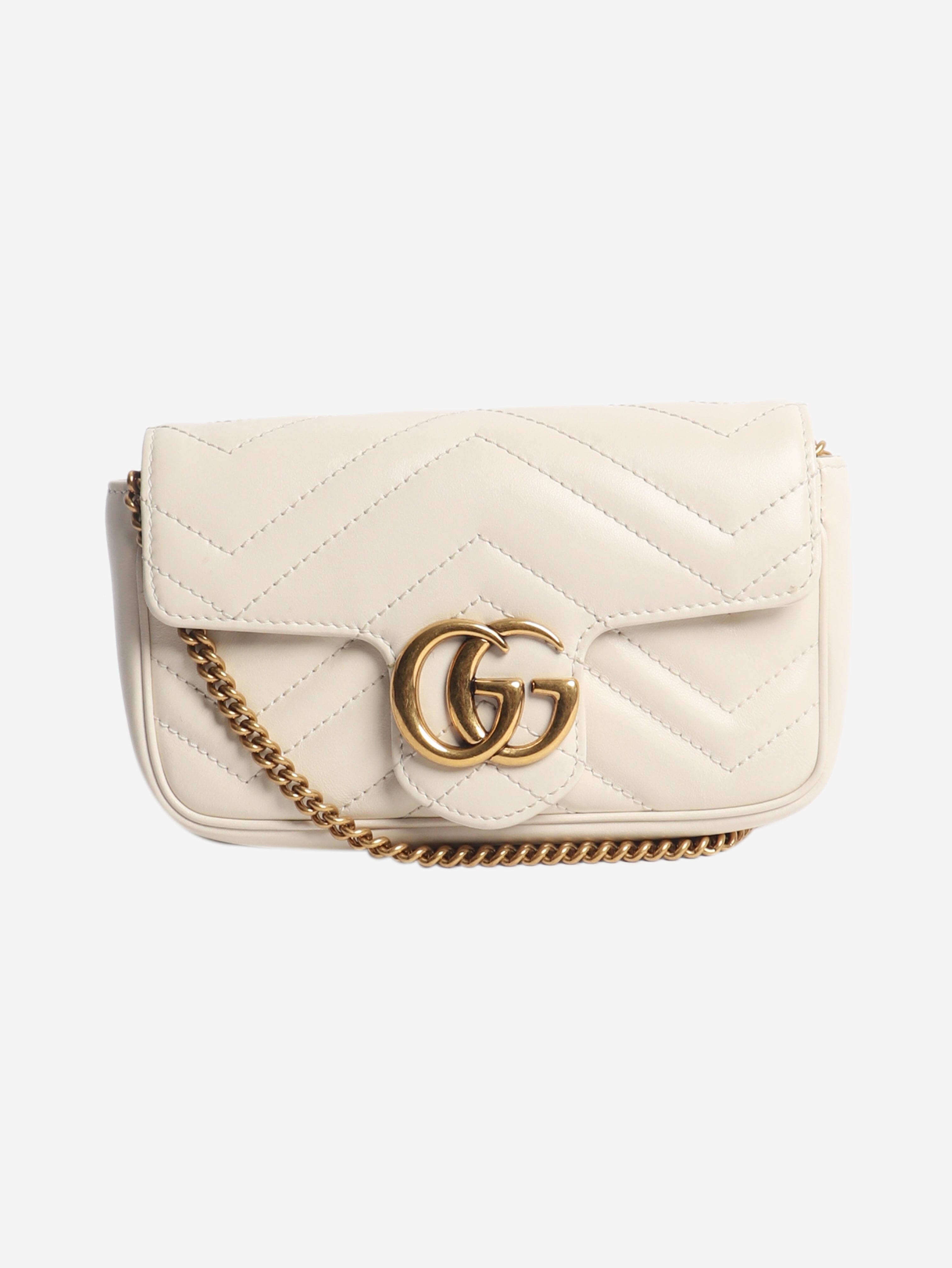 Cream GG Marmont super mini cross-body bag Cross-body Bags Gucci 