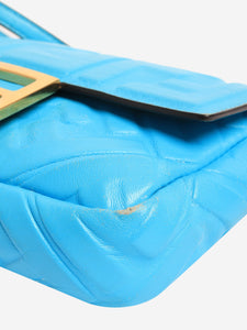 Fendi Blue Mini Baguette in Embossed Leather